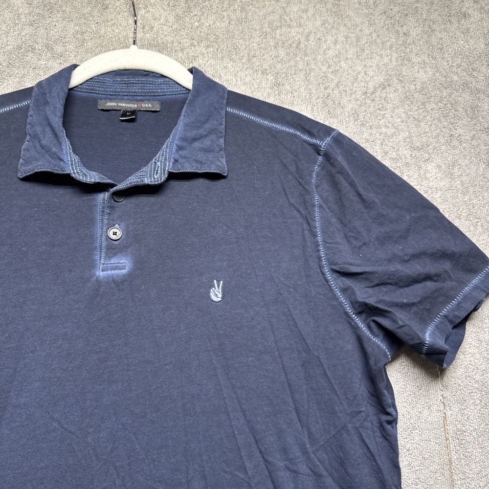 John Varvatos Navy Blue Short Sleeve Polo Shirt Mens Medium